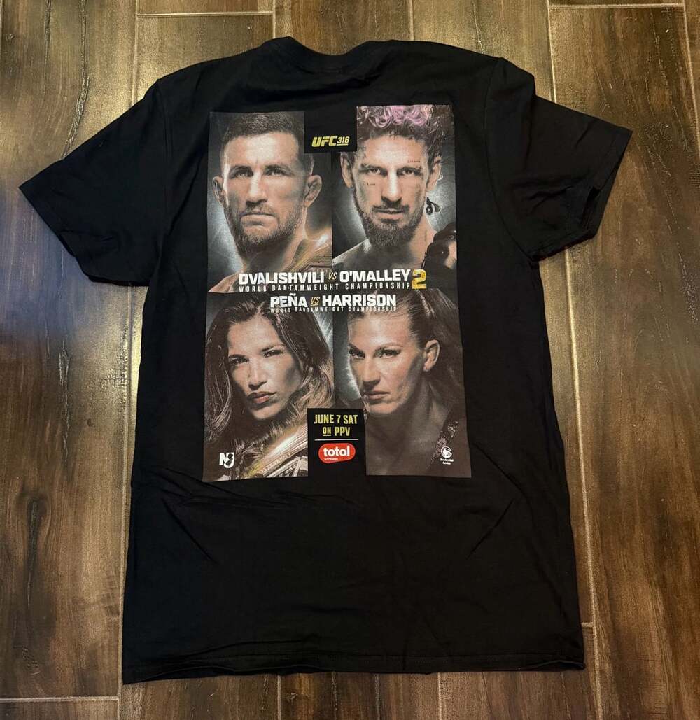 UFC 316 T-Shirt Size M Black Dvalishvili vs O'Malley 2 Graphic Event Tee